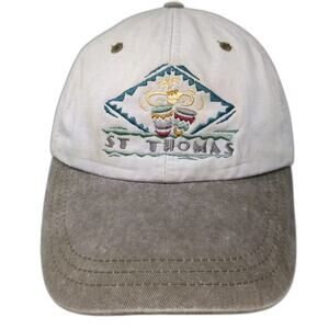 SCI St Thomas Embroidered Baseball Cap White Gray Strapback OS Adjustable Hat